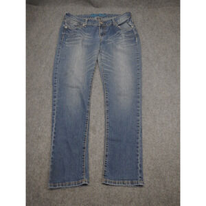 Ariya Jeans Women's Size 11/12 Blue Medium Wash Embroidered Straight‎ Leg